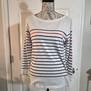 Vineyard Vines White and Navy Striped Long Sleeve Top